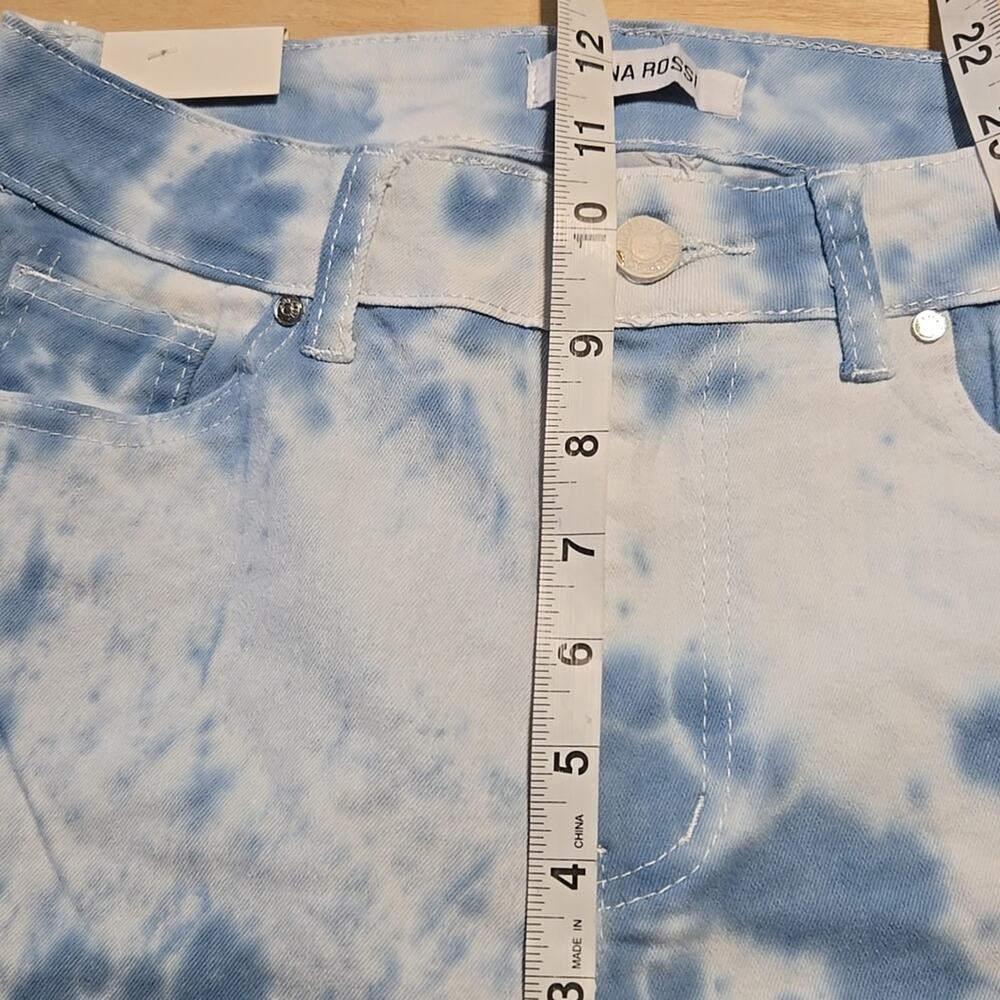 D1 NWT Nina Rossi Tie Die Button Closure Pockets Skinny Leg Denim Sm Md Lg - Picture 7 of 10